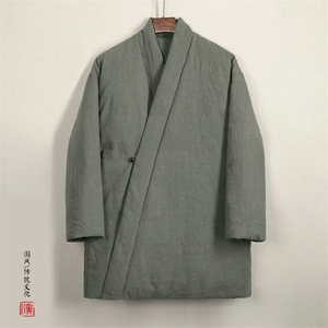 秋冬新款风男装棉麻男士中长款改良汉服棉袄外套Y07P150,男装民族服装,钱塘802