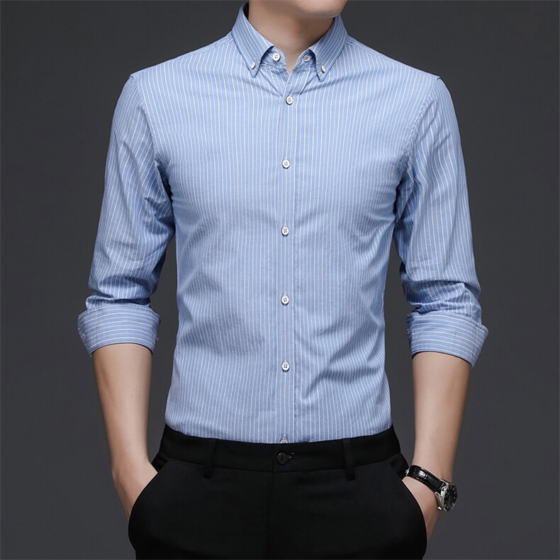 中青年男士衬衫长袖纯棉免烫2023新款春季商务休闲帅气衬衣正装潮，男装衬衫，电商B212（原钱塘6029）