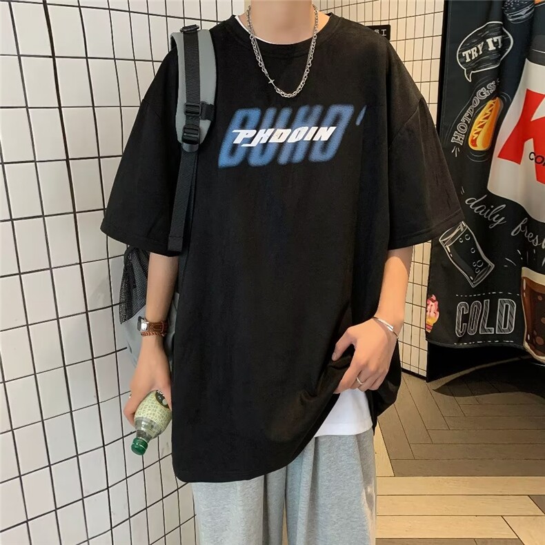 ins港风麂皮绒T恤圆领夏季时尚潮牌新款五分袖气质潮T103309B-3,男装T恤,星座310B-1