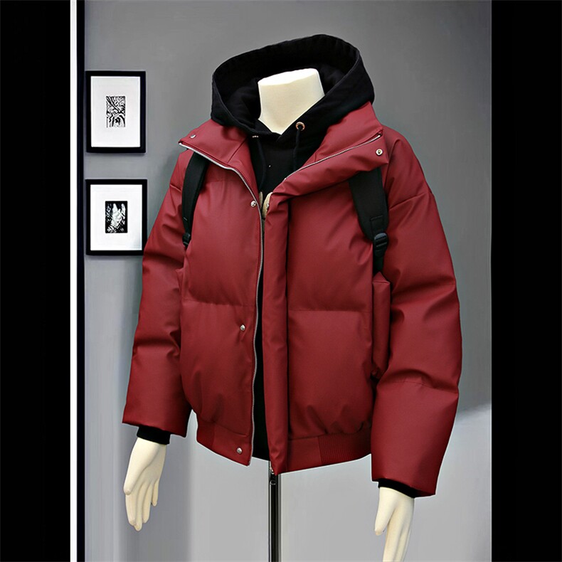 PU皮高街风显高冬季纯色加厚棉服防风保暖皮衣外套MY530P85,男装棉衣,电商A128