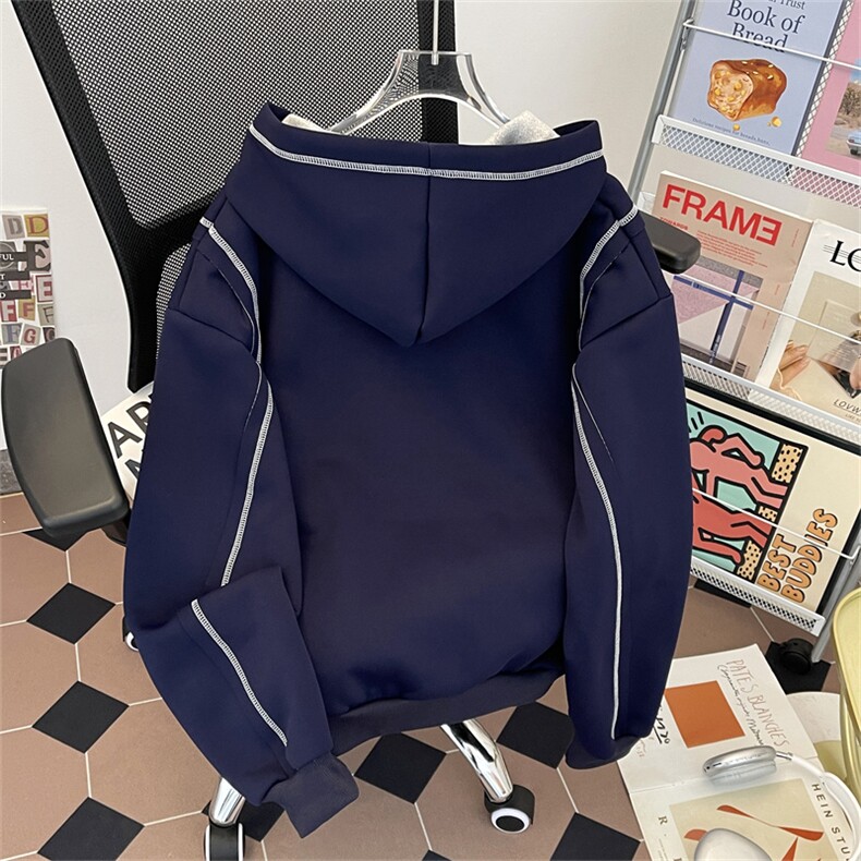 440克秋装连帽卫衣男宽松休闲开衫外套拼色帽衫XZ212-QWY04-P55,女装短外套,星座212-1