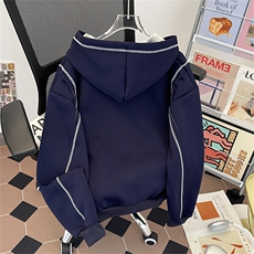 440克秋装连帽卫衣男宽松休闲开衫外套拼色帽衫XZ212-QWY04-P55，女装短外套，星座212-1