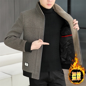 加棉加厚秋冬夹克男休闲百搭立领短款毛呢N7925-P140图片