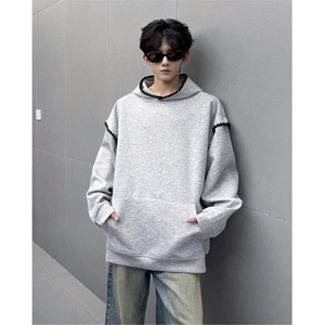 WY10155-特P48 控88新款连帽贝壳绣花麦穗提花大码男宽松情侣卫衣图片