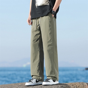 24春季宽松束脚长裤户外运动防水直筒冲锋裤潮-海景-5067-P30杏色图片