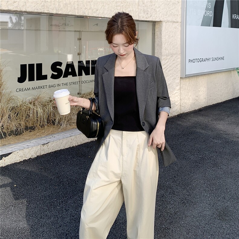秋季西装外套宽松休闲女,女装西装,秋水欣儿