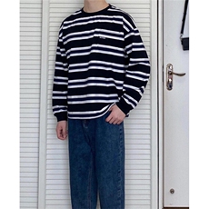 早春圆领套头上衣时尚潮牌黑白条纹小众设计短袖T恤男TA193，男装T恤，星座1116A（原606A-3）