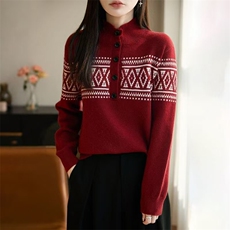 毛衣女冬季加厚外穿内搭套头圆领短款小个子时尚针织衫打底衫上衣，女装针织衫/毛衣，暖姿羊绒