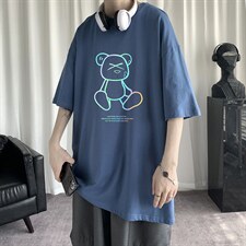 DX17139-P20 纯棉短袖t恤男大码半袖打底衫宽松体恤衫 港风图片