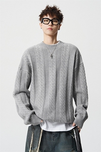 8XL- M 特大码麻花圆领毛衣男潮流大码毛线衫套头外套MY1206P50图片