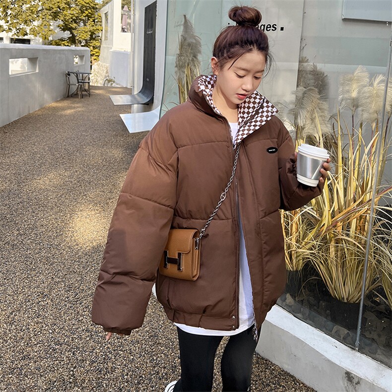 时尚短款立领棉服面包服格子内衬设计感棉衣C270-P95,男装棉衣,星座911-2(原星座613-2）