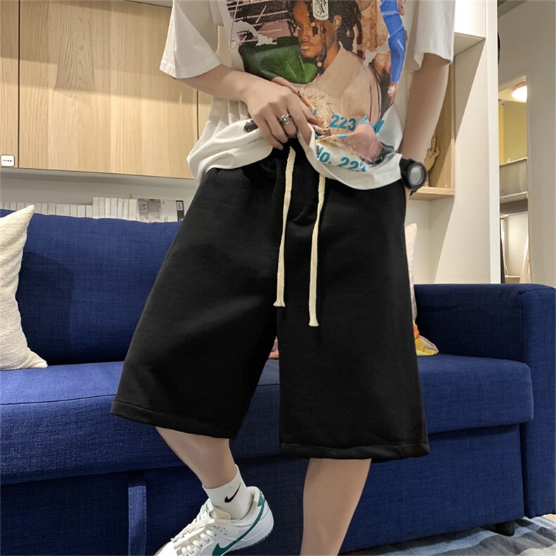 夏季短裤男宽松薄款外穿港风印花潮流休闲五分沙滩中裤D6804-p28图片