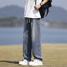 2025早春美式抽绳阔腿宽松牛仔裤男显瘦直筒裤1809-P40限价79，男装牛仔裤，电商A178