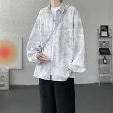 衬衫男秋季新款港风宽松大码扎染肌理感长袖衬衣CS7012-P38，男装衬衫，星座214-3