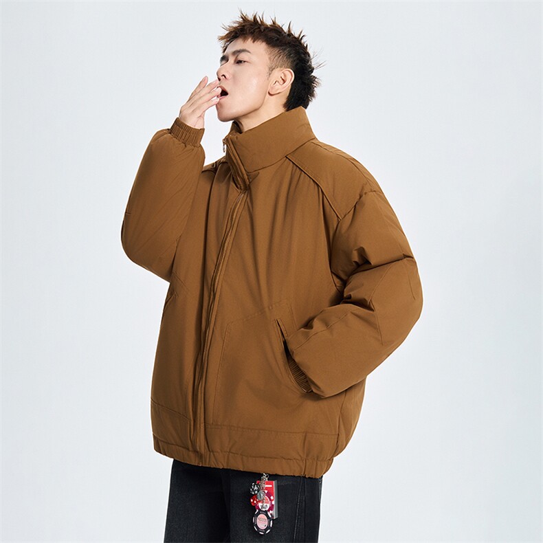 现货冬季美式休闲加厚雪山外套夹克立领纯色三防户外工装棉服,男装夹克,电商A486-1