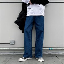 阔腿牛仔裤男直筒宽松ins裤子港风潮流百搭拖地老爹长裤kz206-p35，男装牛仔裤，星座1008-2