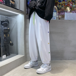 休闲裤男秋韩版排扣阔腿裤港风潮牌宽松束脚卫裤 A125-DK911-P50图片