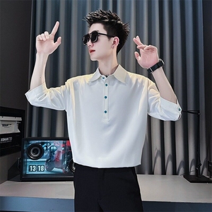 衬衫POLO衫男夏季网红潮牌男装2025新款夏装痞翻领T恤CY1188-P32图片