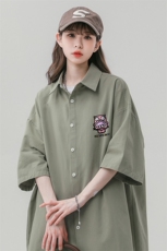 中性风夏季印花短袖衬衫宽松休闲复古美式衬衣外套S6206P35控48，男装T恤，电商A268