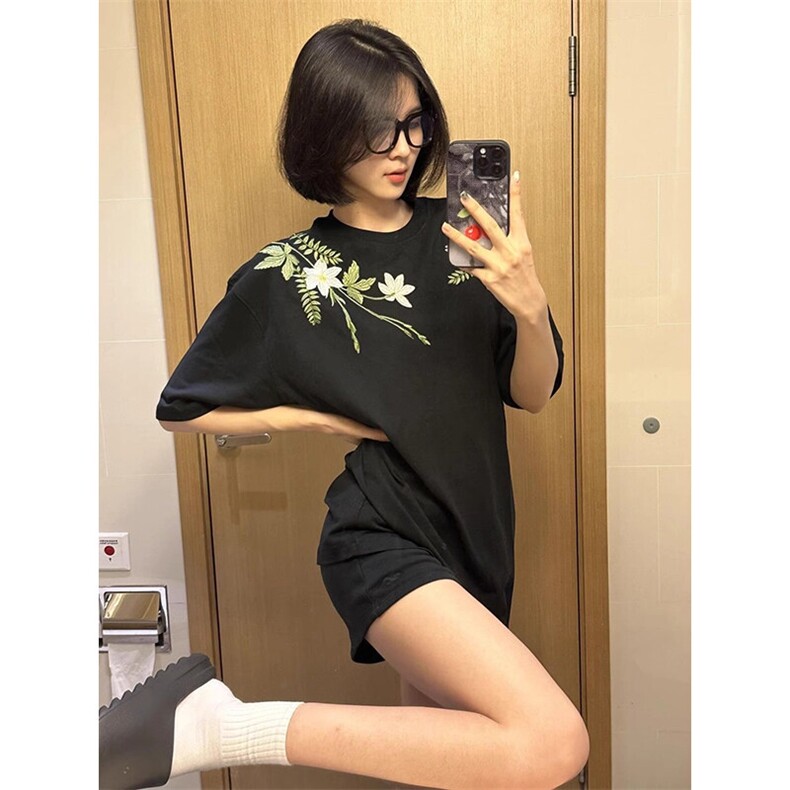 万针全刺绣工艺高品质260克纯棉双纱美式宽松百搭短袖T恤特P33,男装T恤,电商A486-1
