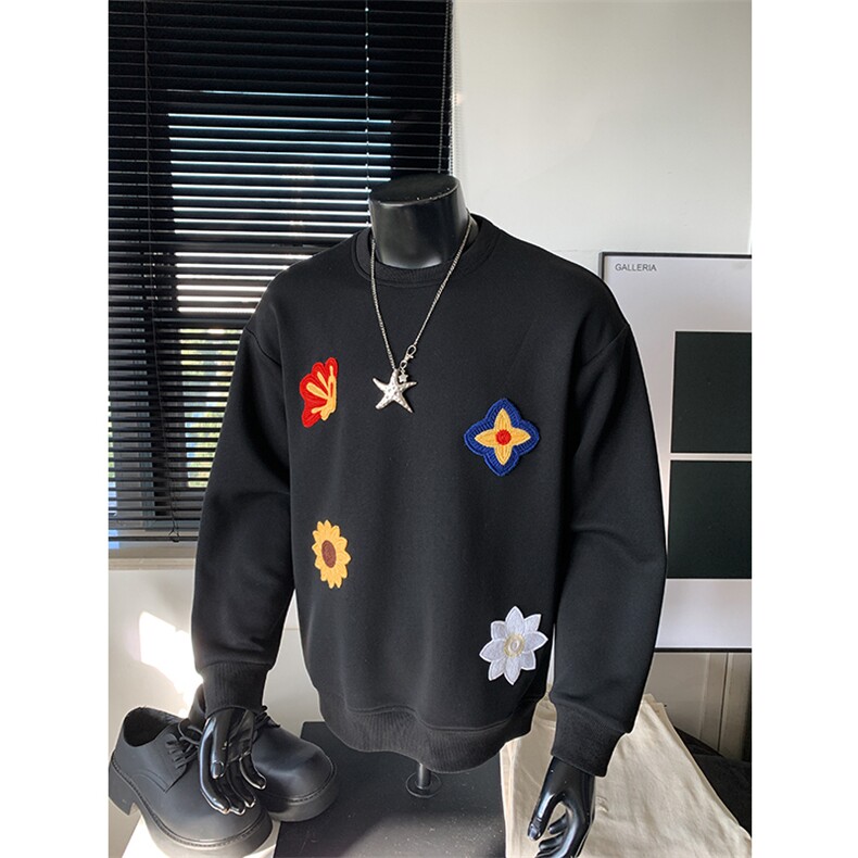 2026新款350g重磅华棉潮流大码花卉刺绣卫衣男W24583-特P30控65，男装卫衣，电商A001-1