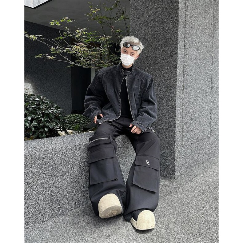 立体垫肩水洗牛仔外套男秋季痞帅美式cleanfit立领工装夹克,男装工装外套,星座410-6（原星座1304-1）