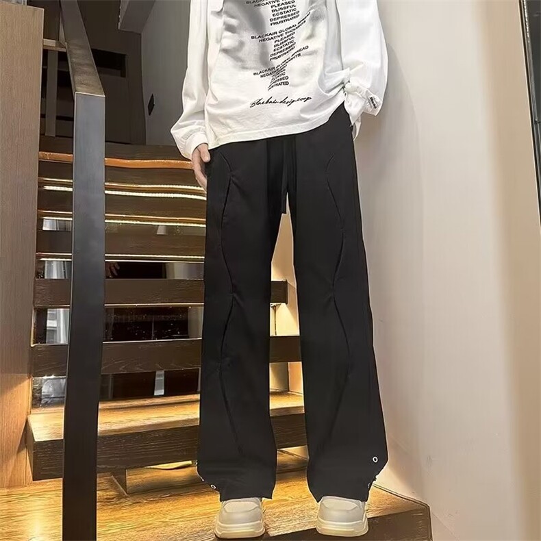 美式复古高街工装裤子男潮牌设计感跳舞微喇叭裤宽松休闲运动裤,男装工装外套,星座1013