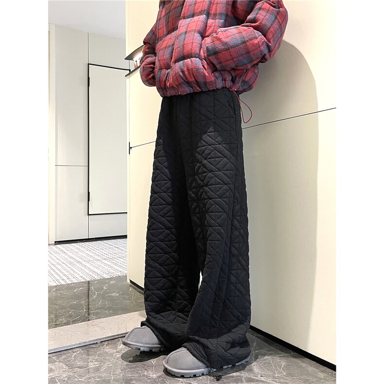 【现货】612-K228-P75冬季棉裤不规则菱格压线宽松直筒宽松休闲裤,男装休闲裤,星座612