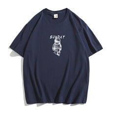 CL2男女中性圆领短袖半袖T恤衫外套大码太空人印花学生TEE潮宽松，男装T恤，星座115A-1