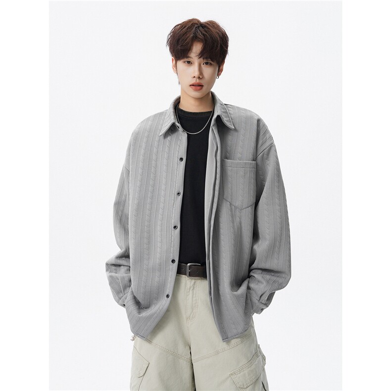 重磅提花衬衫男长袖宽松大码潮牌衬衣高级感痞帅外套CS29010P45，男装衬衫，电商B312