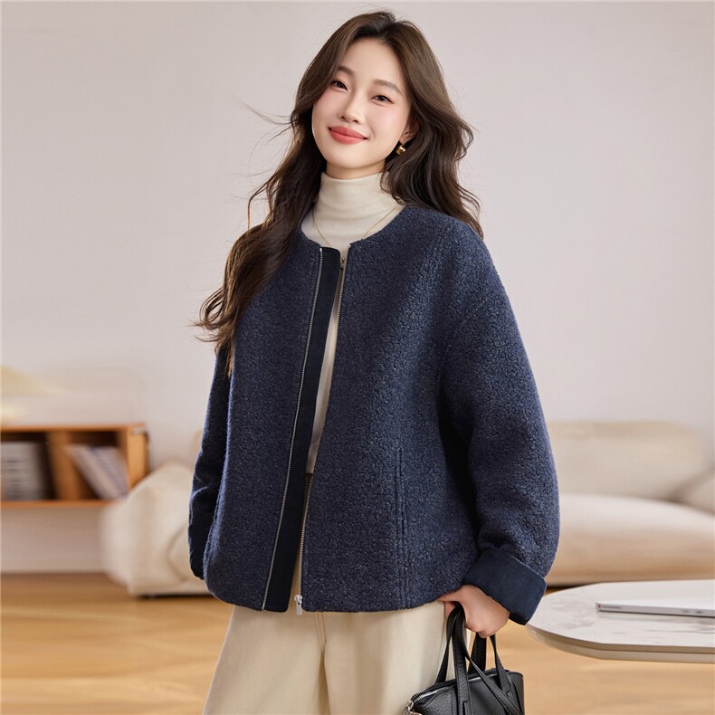 小个子休闲白鹅绒短外套女2025冬季新款时尚百搭羽绒内胆羊毛上衣,女装羽绒服,辉之琳