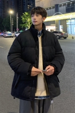 麂皮绒印花棉服男款冬季潮牌新款美式加厚羽绒服男士情侣冬装棉袄，男装棉衣，电商A409-1