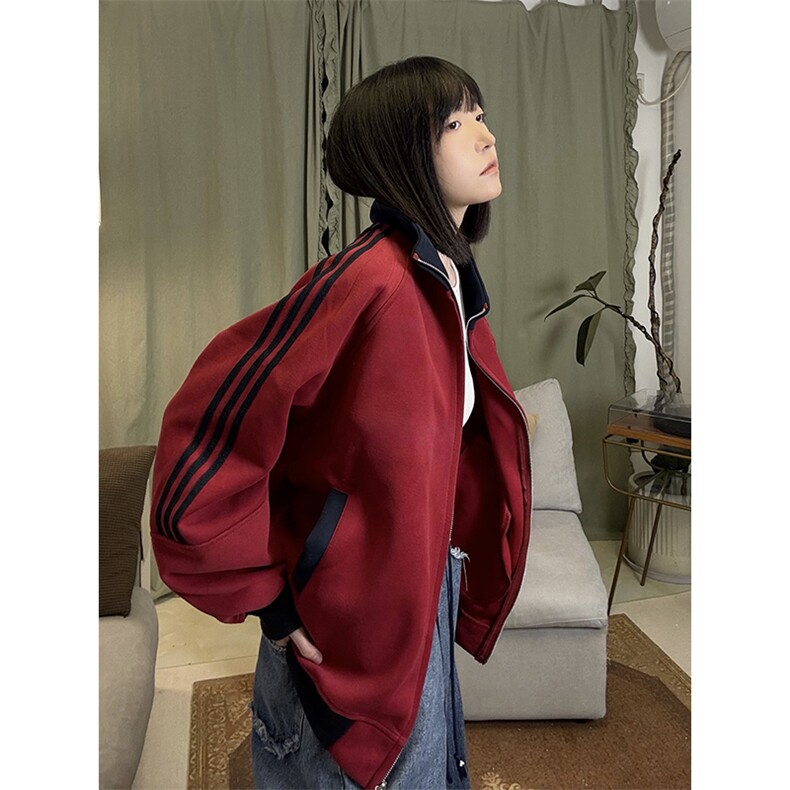 抖音得物高品质26春装美式高街重磅结构拼接织带立领卫衣外套CM42,女装短外套,电商A486-1