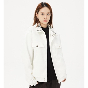 网络图现货白蛇翻领宽松夹克男女美式复古休闲外套RJ210-P85图片