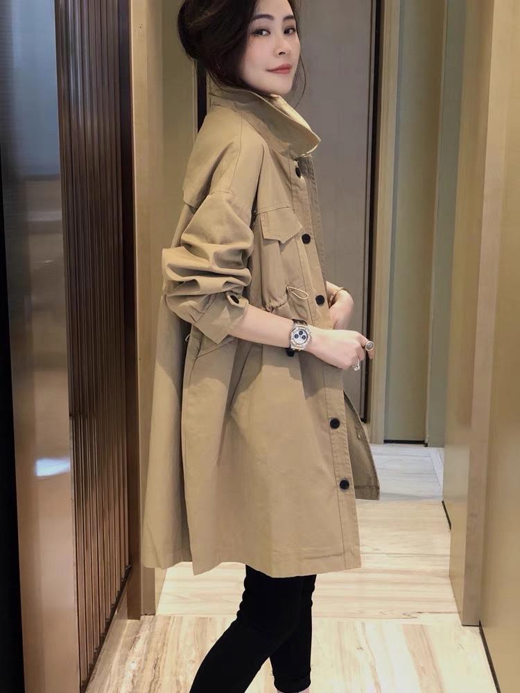 2022年春季新款现货欧版气质中长款风衣外套,女装风衣,L·H·X