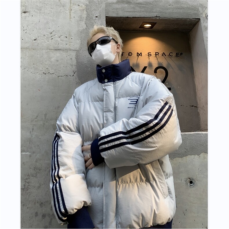 棉衣男韩版潮流拼色高街帅冬季保暖2024新款ins棉服外套MF174-P97图片