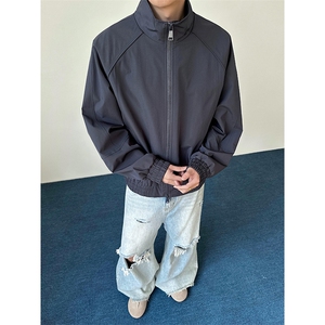 高品质春装新款老钱风美式高街解构立领棒球服飞行夹克休闲外套潮图片