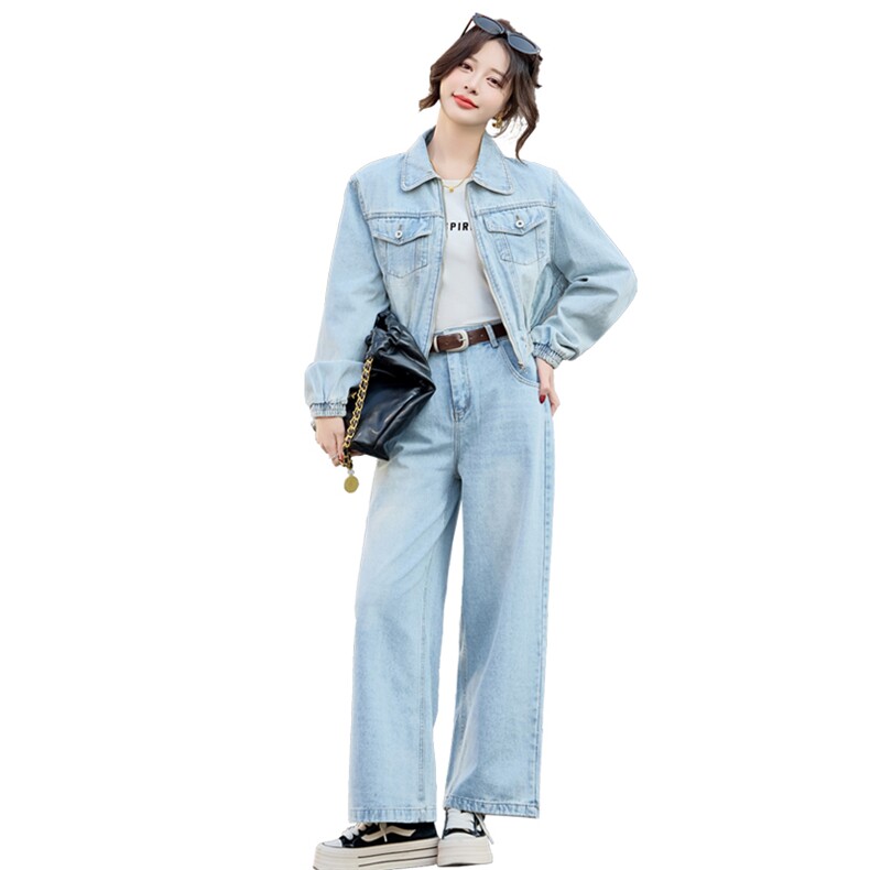 2025年春季新款牛仔套装两件套气质休闲通勤套装女,女装套装/套裙,1C080