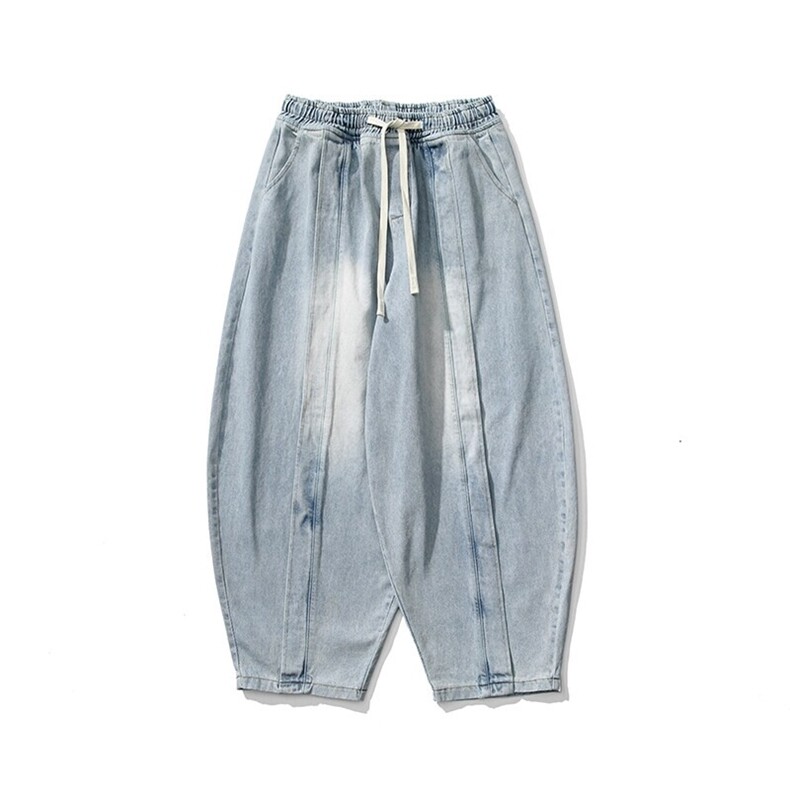 白底平铺25春夏大码日系宽松阔腿裤休闲牛仔裤美式潮H815/P65，男装牛仔裤，钱塘713