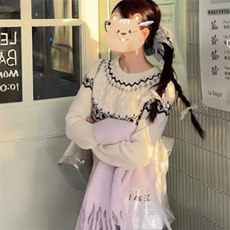 重磅秋冬装北极绒套头毛衣美式复古休闲慵懒风提花工艺针织衫外套，男装针织衫/毛衣，电商A486