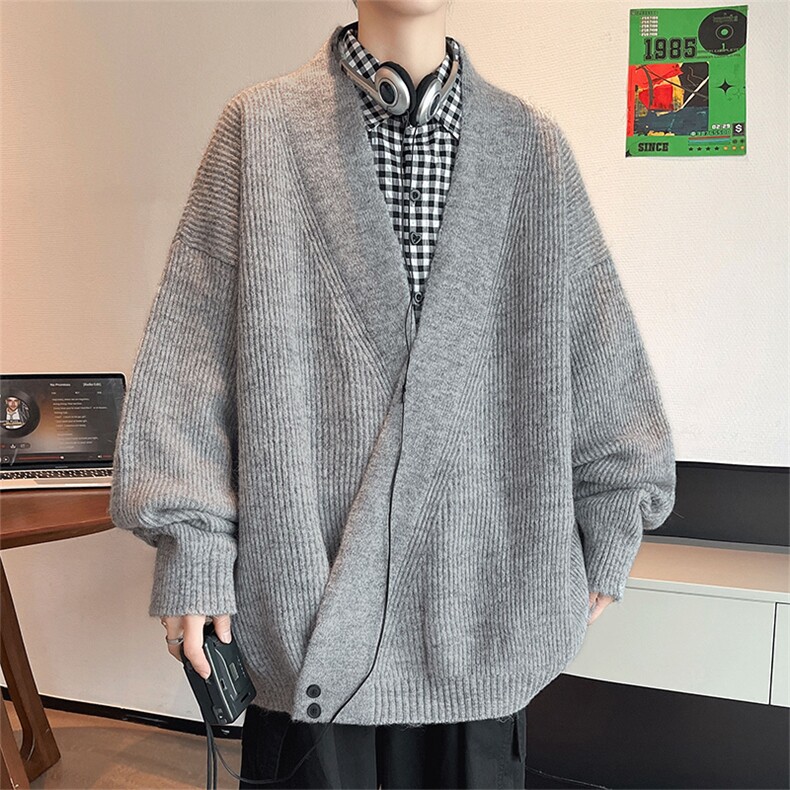 灰色针织衫毛衣cleanfit简约休闲百搭开衫潮男5Q3066-TP65118图片