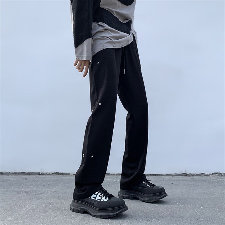 B221美式ins高街小众排扣直筒休闲西裤LK23008-P60控78,男装休闲裤,电商B221