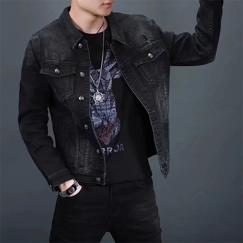 1506-1/J51821加绒/P69男士新款刺绣牛仔外套百搭夹克潮牌上衣,男装工装外套,星座1506-1