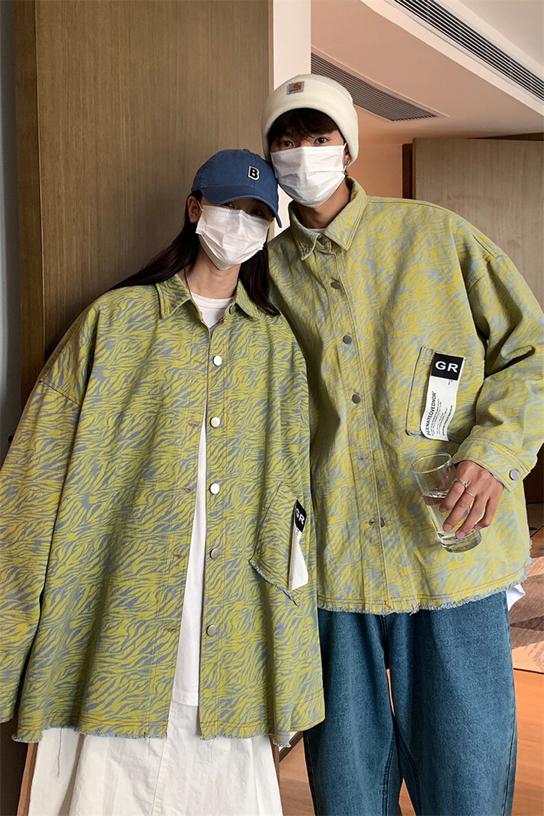 EQ111小众设计感牛仔斑马纹外套男情侣装2024新款秋装夹克P108,男装夹克,电商C306-1