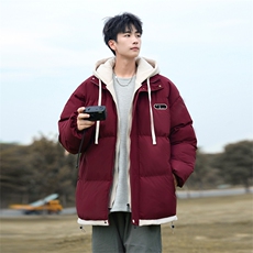 现货抖音得物二开三防加厚假两件拼接连帽棉衣冬季棉服LL9999，男装棉衣，电商A486
