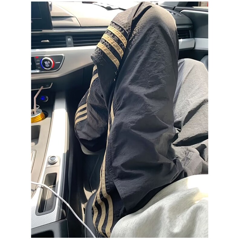 条纹裤子男款夏季速干三条杠休闲裤高密塔丝隆冲孔包边KB856,男装休闲裤,星座1116A（原606A-3）