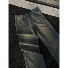 2024/水洗黄泥色cleanfit牛仔直筒破洞裤1005-3-SGN0015-P65控88，男装休闲裤，星座1005-3