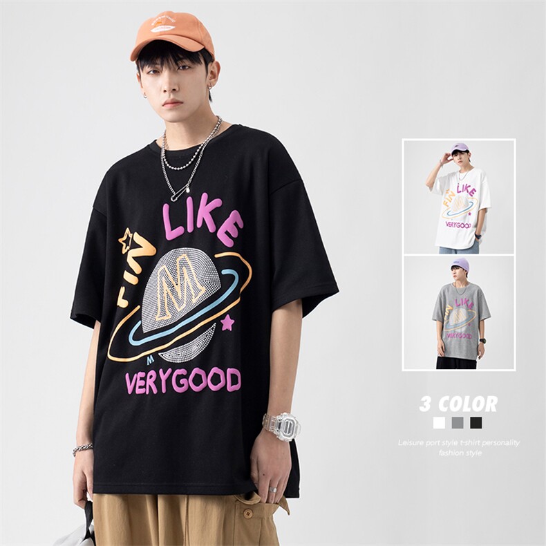 22年高品质港风纯短袖T恤珠地潮牌风美式街头风ZDY3406-P44,男装T恤,星座717
