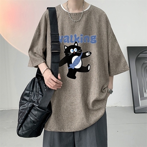 风复古亚麻短袖男棉麻t恤男半袖 ZT71387-P35图片