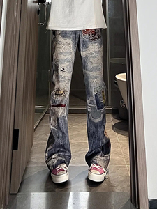 档口现货美式数码印花牛仔裤XZ610A-N4033-特P63图片